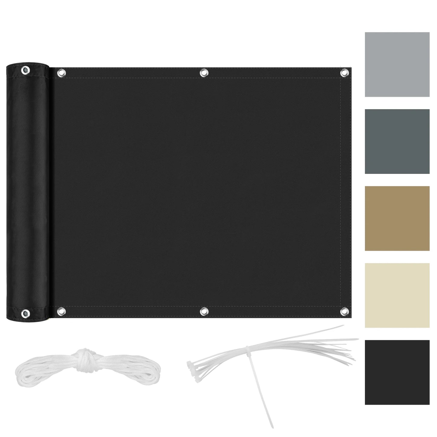 Waterproof Cloth with Grommets Shade Sail Canopy Pergola Balcony Privacy Screen UV Block for Porch Deck Outdoor Patio Pergola Peaceful Pleasures Health and Wellness Black 90CMx300CM