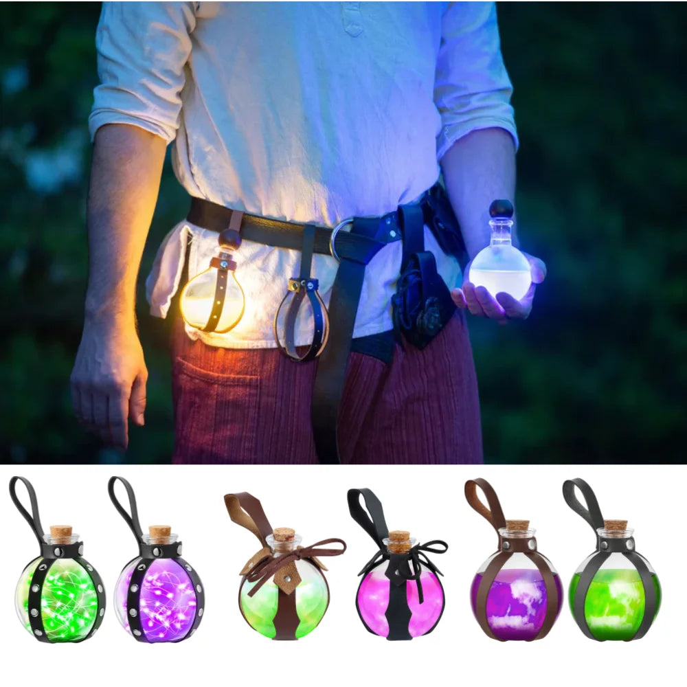 Medieval Belt Magic Bottle Retro Viking Knight Leather Alchemy Dark