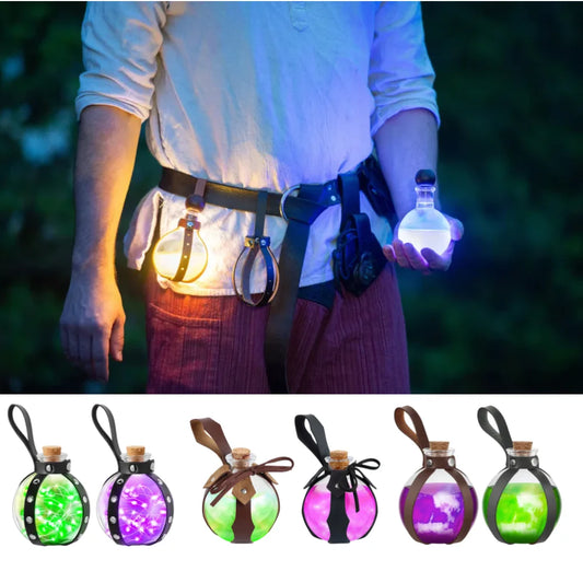 Medieval Belt Magic Bottle Retro Viking Knight Leather Alchemy Dark Peaceful Pleasures Health and Wellness