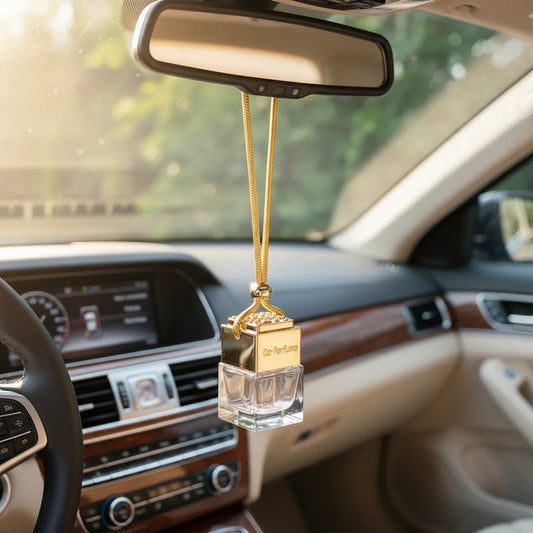 Square Glass Car Perfume Bottle 10ml Water Cube Design Essential Oil Container with Hanging Rope Peaceful Pleasures Health and Wellness