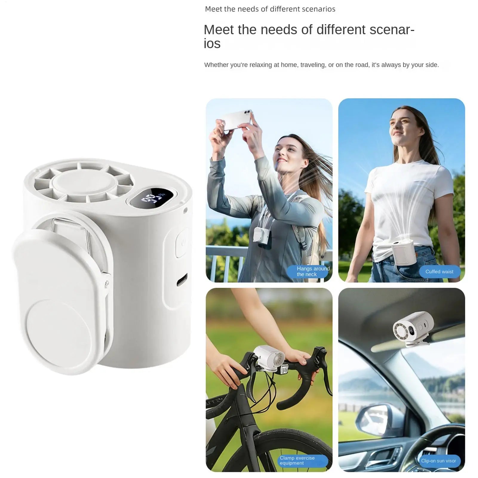 Clip On Fan 5 Speeds 360 Degree Rotatable USB Cooling Device Personal Neck Fan Clip On For Camping Outdoor Beach Festival Sports Peaceful Pleasures Health and Wellness