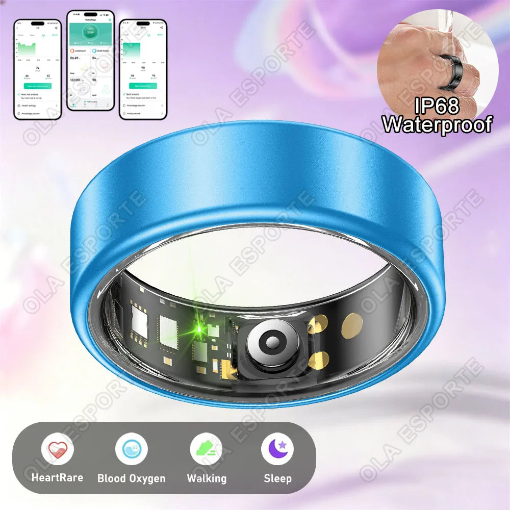 Smart Ring Heart Rate SpO₂ Sleep Tracker | 5ATM Waterproof Smart Health Ring Peaceful Pleasures Health and Wellness Blue 14