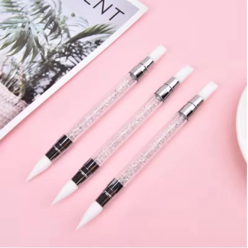 2pcs Double Head Silicone Nail Art Pen Carving Flower Sculpting Pen Adjustable Glue Stick Embossing Brush Professional Manicure Peaceful Pleasures Health and Wellness