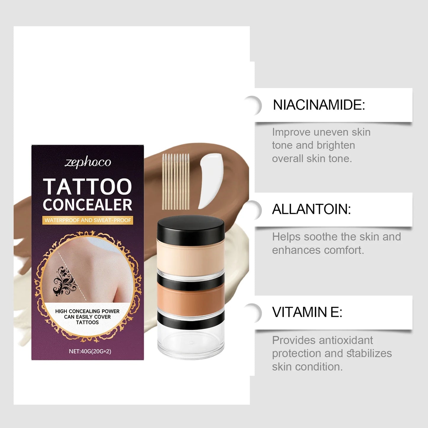 Soft Mist Tattoo & Scar Concealer – Full Coverage Cream 40g