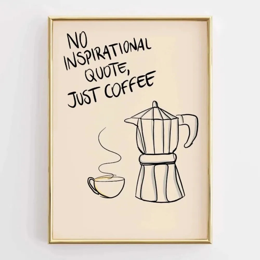 Funny Kitchen Coffee Quote Retro Canvas Wall Art Print