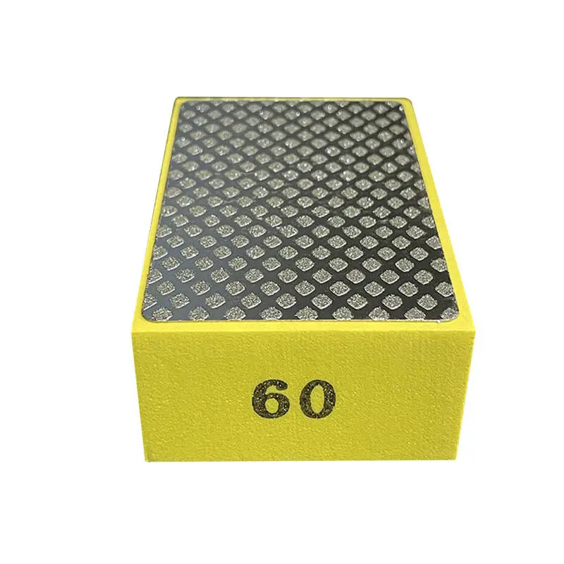 60/100/200/400# Diamond Hand Polishing Pads Tile Glass Abrasive Grinding Block Pad Stone Abrasive Sanding Disc Polisher Tool Peaceful Pleasures Health and Wellness Yellow grid 60 Other