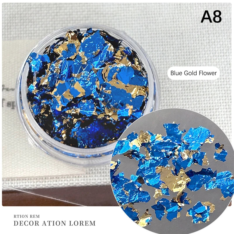 1Box Gold Foil Fragment Nail Glitter For DIY Nails Sticker Art Nail Decorations Multi Color Gold Leaf Flakes Peaceful Pleasures Health and Wellness A8