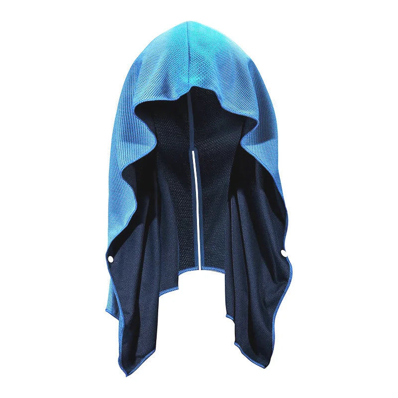 Outdoor Sports Sun Protection and Cooling Headscarf Gym Beach Camping U-shaped Cooling Sweatshirt Headscarf Quick-drying Towel Peaceful Pleasures Health and Wellness Light blue
