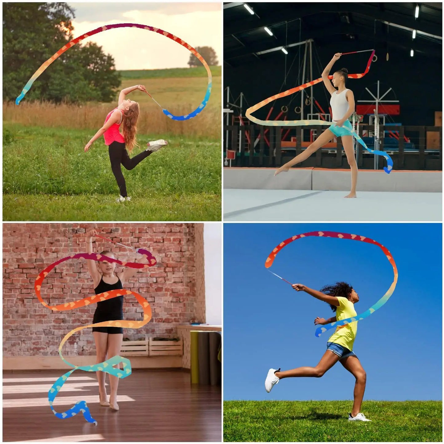 2M Gymnastics Ballet Dance Ribbon & Twirling Stick – Kids Girls