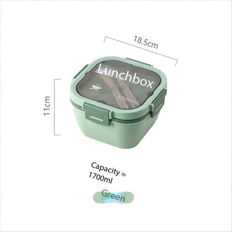 Thickened simple lunch box with lid, microwave-safe salad bowl for office workers and students. Peaceful Pleasures Health and Wellness 1700ml