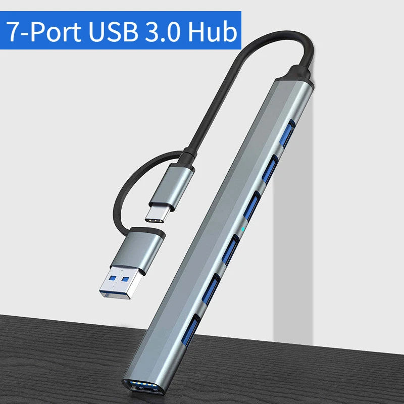 USB+Type C 7 Ports USB 3.0 HUB Expander High Speed OTG Adapter Docking Station For PC Macbook Laptop Hard Drive Mouse Keyboard Peaceful Pleasures Health and Wellness