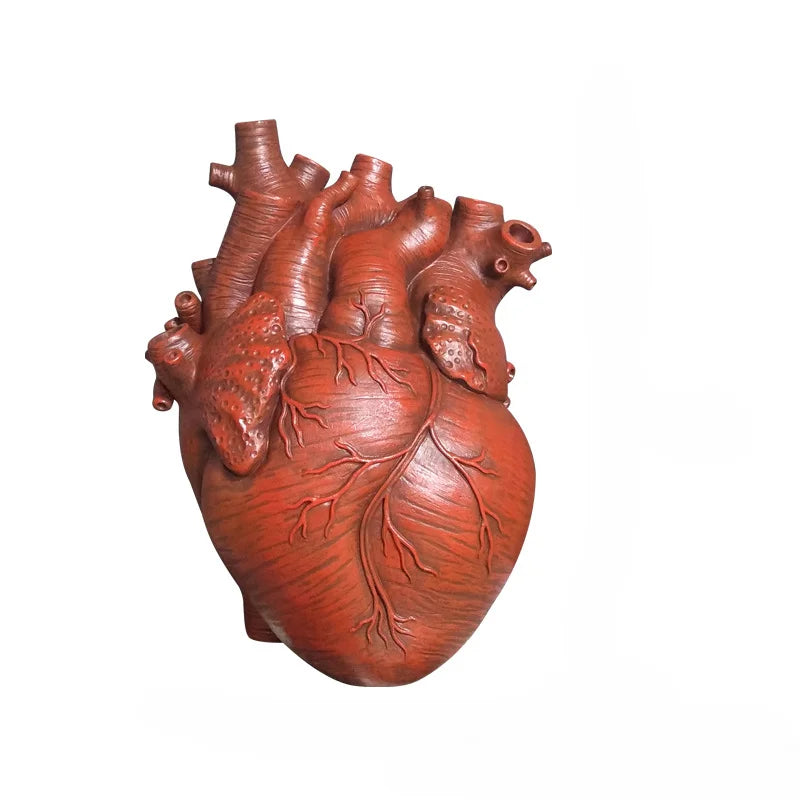 Black Anatomical Heart Vase | Resin Halloween Home Decor