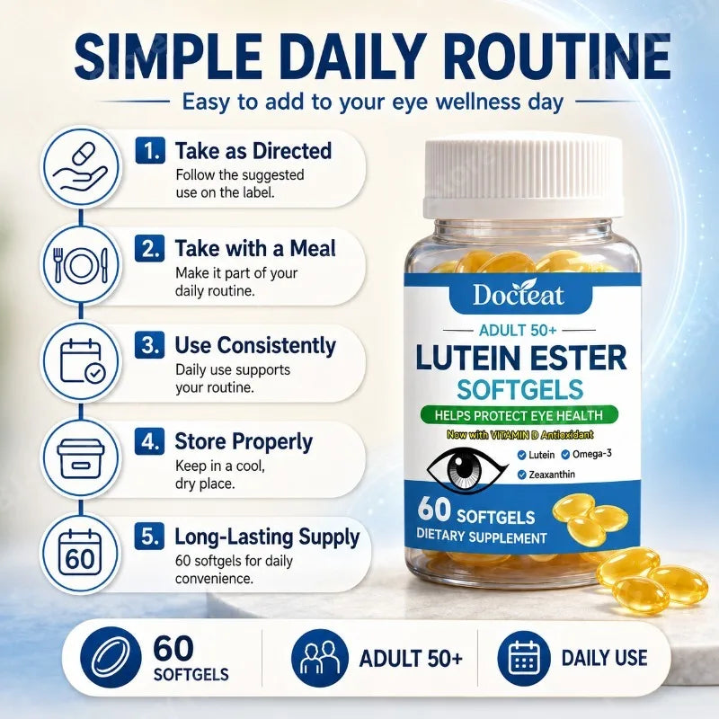 Lutein Ester Softgels 50+ | Zeaxanthin Omega-3 Vitamin D3 60ct