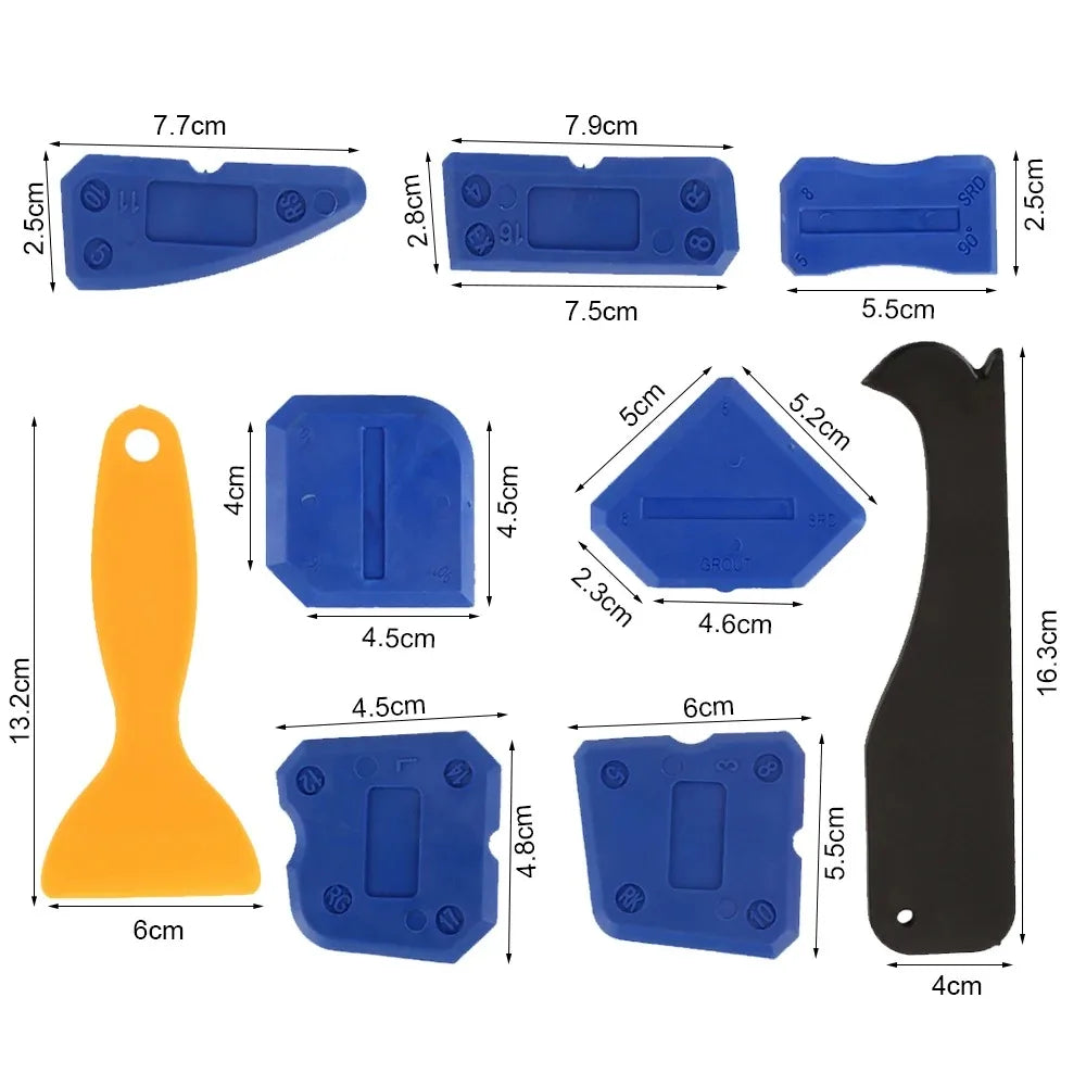 9pcs Caulking Tool Kit Joint Sealant Finishing Tool Portable Grout Scraper Multipurpose Caulk Remover for Window Tile Sink Peaceful Pleasures Health and Wellness GJ-9pcs