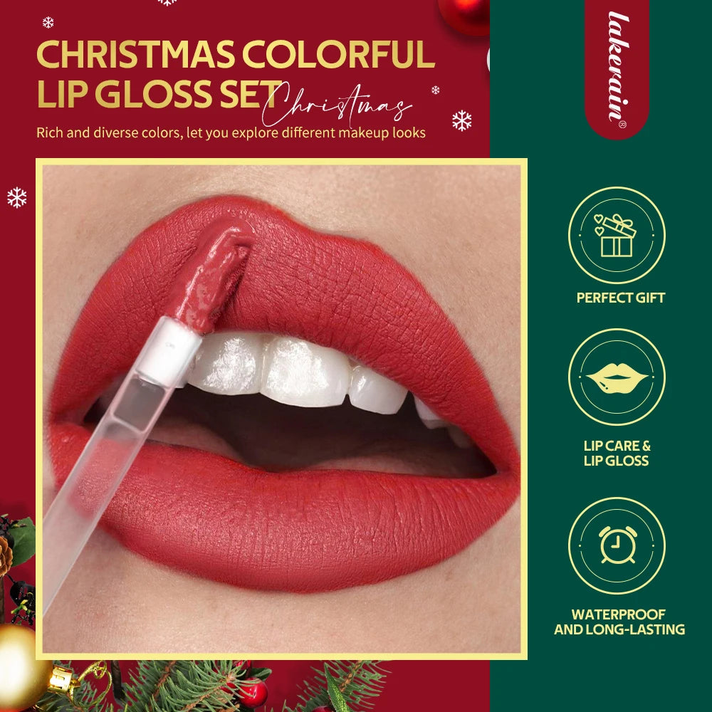Lakerain Christmas Lip Gloss Set Long Lasting Moisturizing Waterproof Portable Travel Kit Ideal Thanksgiving Christmas Gift Peaceful Pleasures Health and Wellness