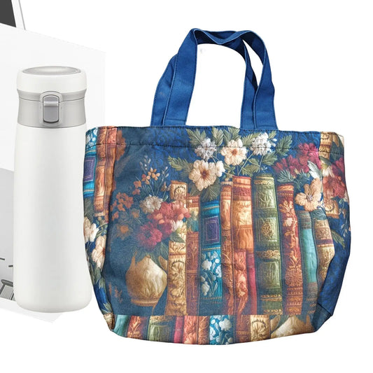 Large Floral Quilted Canvas Tote Bag | Reusable & Foldable Quilted Canvas Tote Peaceful Pleasures Health and Wellness