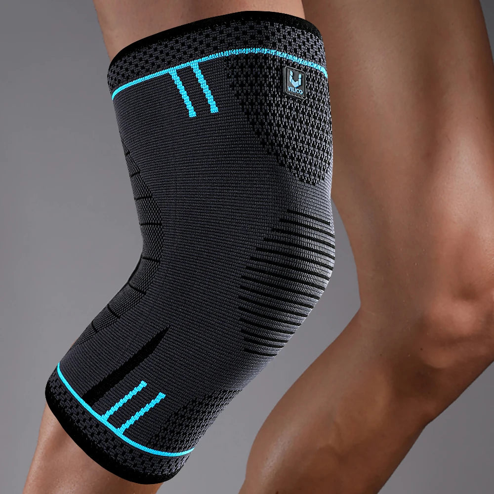 1 Pcs Compression Knee Support Sleeve Elastic Breathable Knee Pads Brace Springs Gym Sports Protector Basketball Volleyball Run Peaceful Pleasures Health and Wellness BLUE M