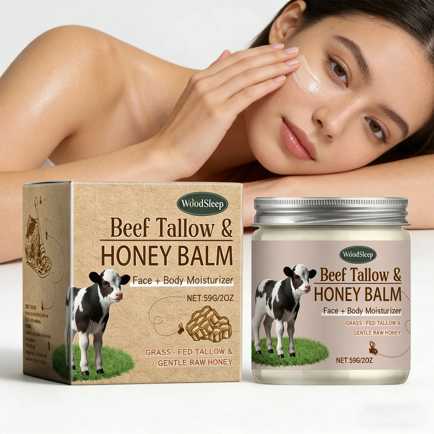 WOODSLEEP Shea Butter Tallow Honey Balm – Deep Moisturizing Cream