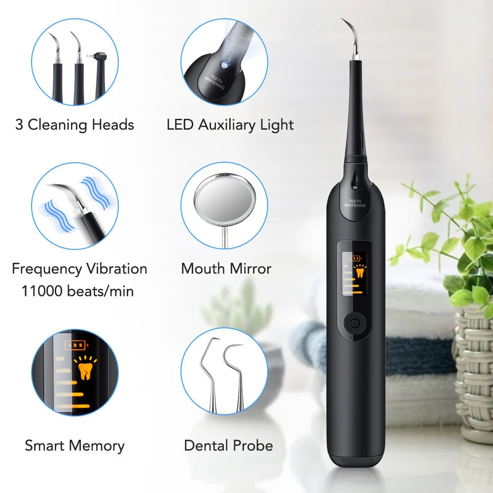 Teeth Tartar Remover Electric Sonic Dental Calculus and Plaque Remover With LED Light Teeth Whitening Kit Dental Tools At Home Peaceful Pleasures Health and Wellness