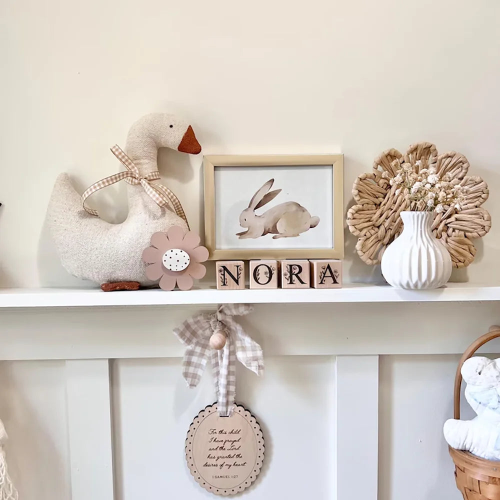 Personalized Floral Wooden Name Blocks | Nursery Decor & Baby Gift Personalized Name Blocks Peaceful Pleasures Health and Wellness