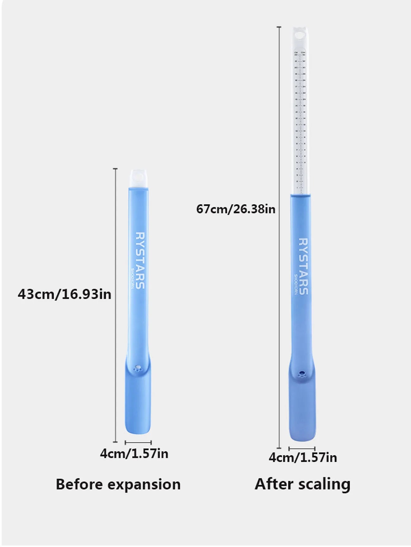 1Pcs 2-in-1 Sdjustable Shoe Horn With Measuring Function Home Use No-bend Shoe Lifter Wear Shoes Without Bending Over Peaceful Pleasures Health and Wellness