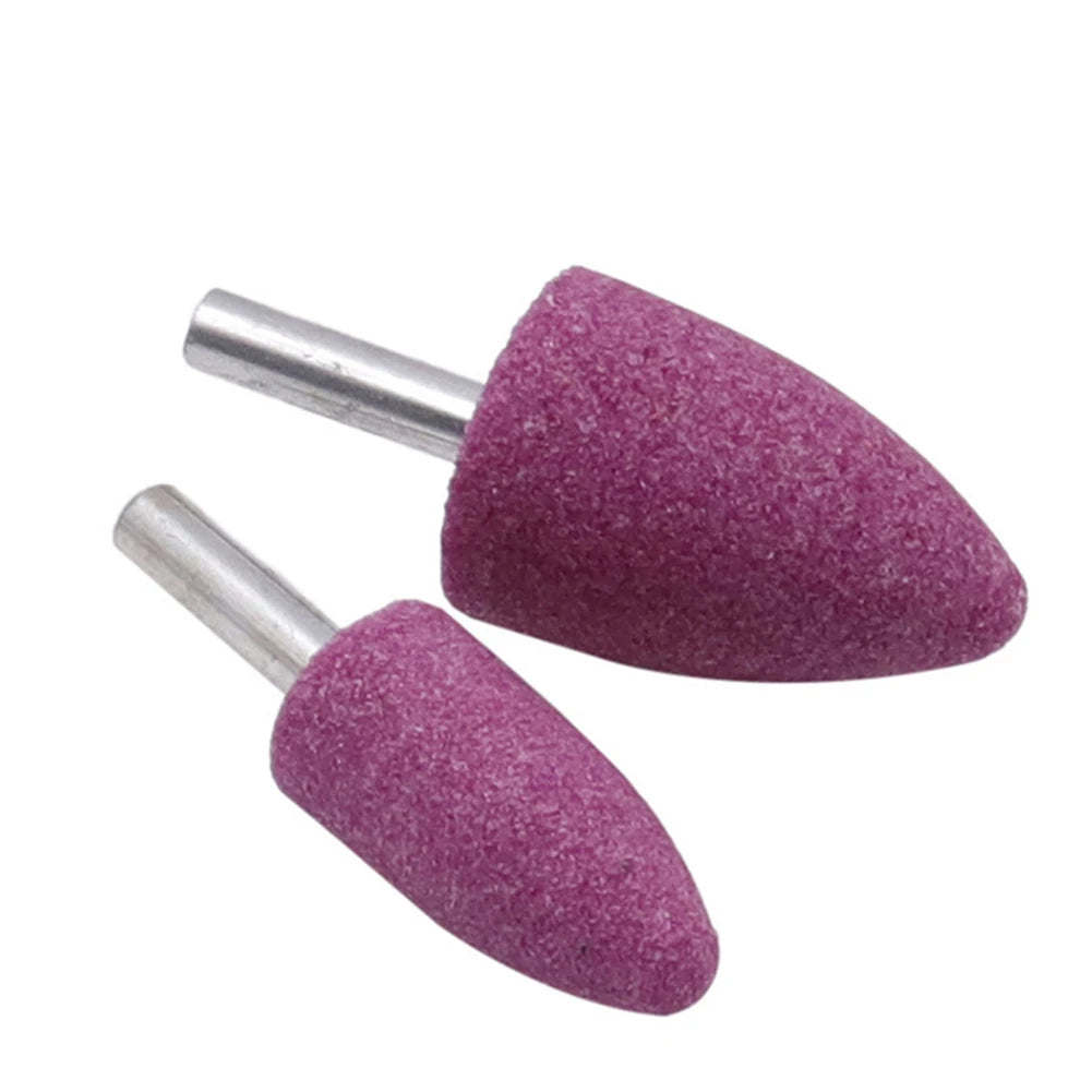 Shank Red Corundum Conical Grinding Head Metal Polishing Rust Removal