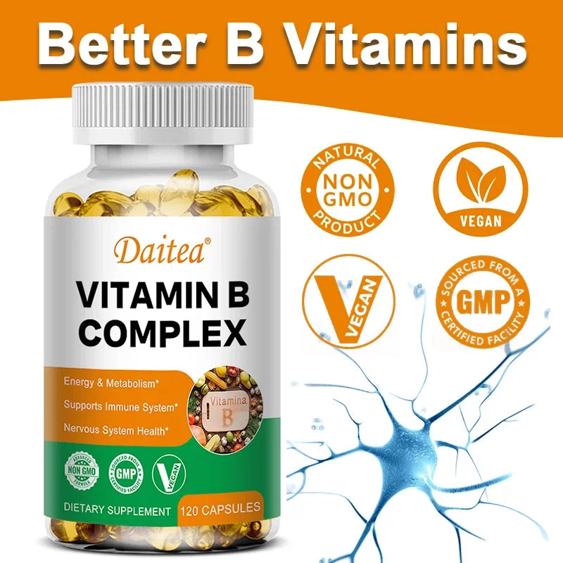 Organic Vitamin B Complex Supports Energy, Immune Health, Antioxidant Supplement - 30/60/120 Vegetarian Capsules Peaceful Pleasures Health and Wellness