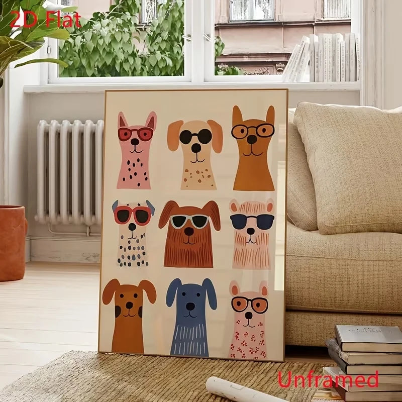 Modern Cartoon Stylish Dog Wall Art Print Canvas Painting Poster Picture For Living Room,Bedroom Home Decor Peaceful Pleasures Health and Wellness