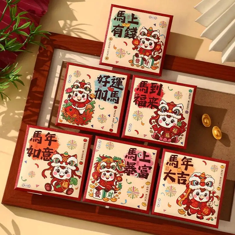 2026 Horse Year Red Envelopes – 6-Pack Lucky Money Bags