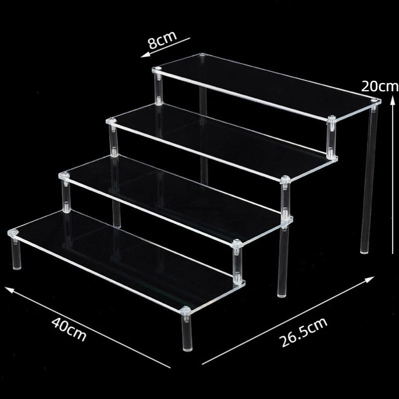 1-5 Tier Acrylic Display Stand Clear Display Riser Rack for Cupcake Perfume Doll Décor Organizer Amiibo Funko POP Figures DC05 Peaceful Pleasures Health and Wellness 4 tier 40x8