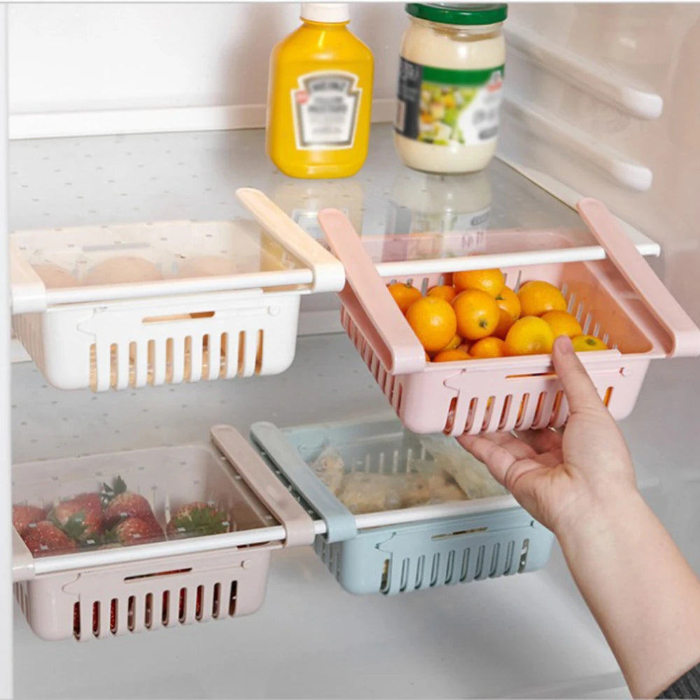 Multi Functional Refrigerator Storage Basket, Retractable Refrigerator Partition Storage Rack, Kitchen Drain Peaceful Pleasures Health and Wellness