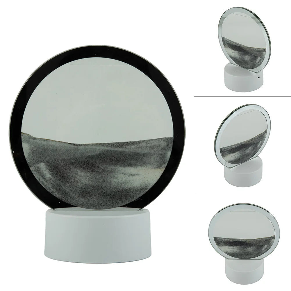 Moving Sand Art Picture Round Table Lamp 3D Dynamic Painting Night