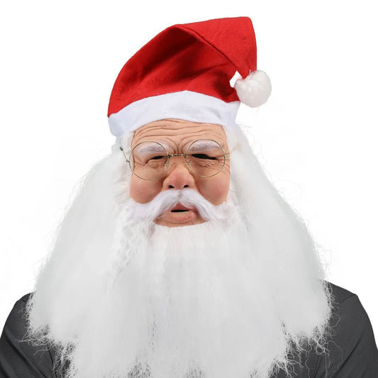 Santa Claus Full Face Latex Mask with Beard & Wig | Christmas Costume Costume Latex Mask Peaceful Pleasures Health and Wellness D