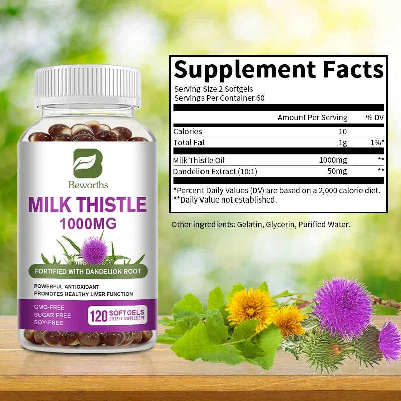 BEWORTHS Milk Thistle 1000mg Capsules – Liver Support Peaceful Pleasures Health and Wellness