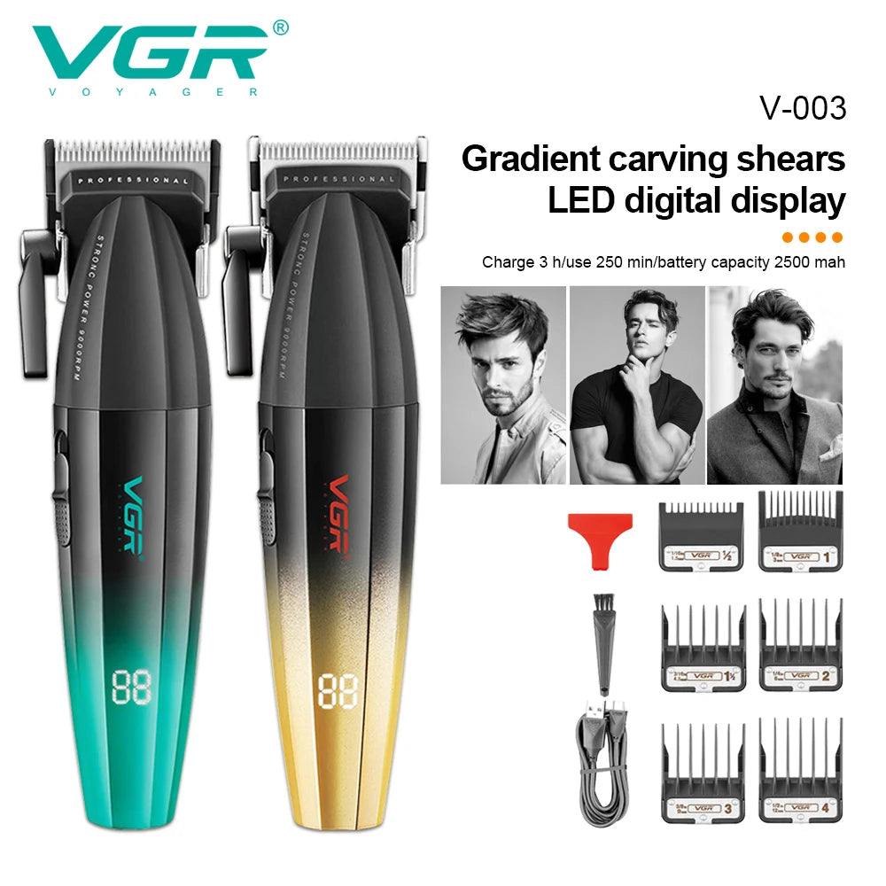 VGR Hair Clipper Professional Hair Trimmer Electric Clippers Cordless Hair Cutting Machine 9000RPM Trimmer Clipper for Men V-003 Peaceful Pleasures Health and Wellness