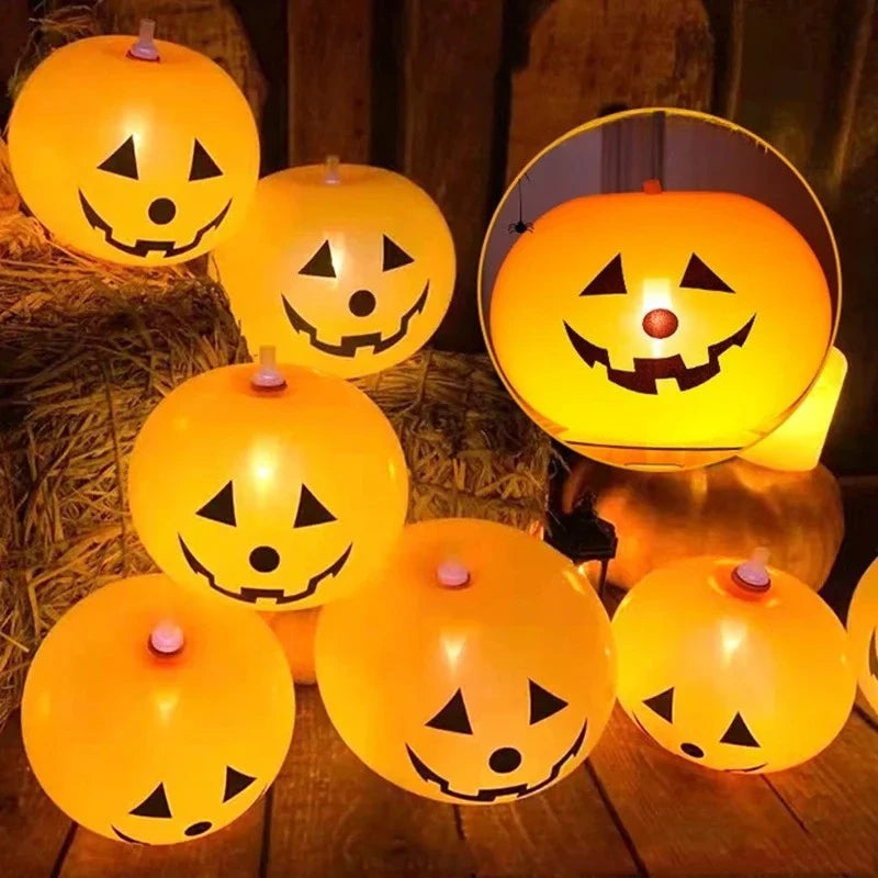 Halloween Pumpkin LED Glow Balloons | Party Decoration 5–75pcs
