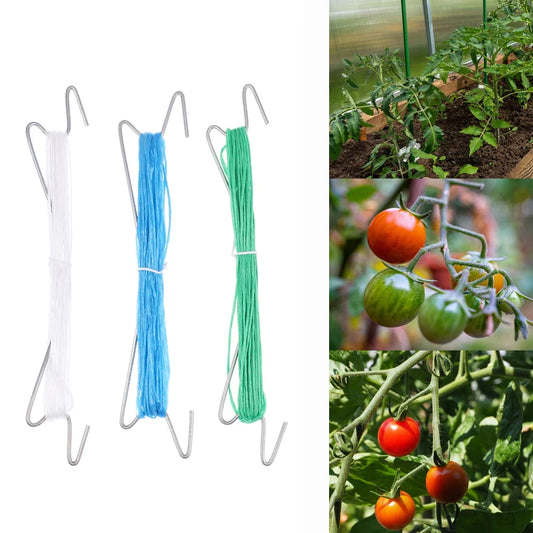 10Pcs Plants Hooks Clips With 10M Rope + 20 Clips J Hooks Clips Set Tomatoes Growing Hooks Clips For Tomato Grape Pepper Peaceful Pleasures Health and Wellness