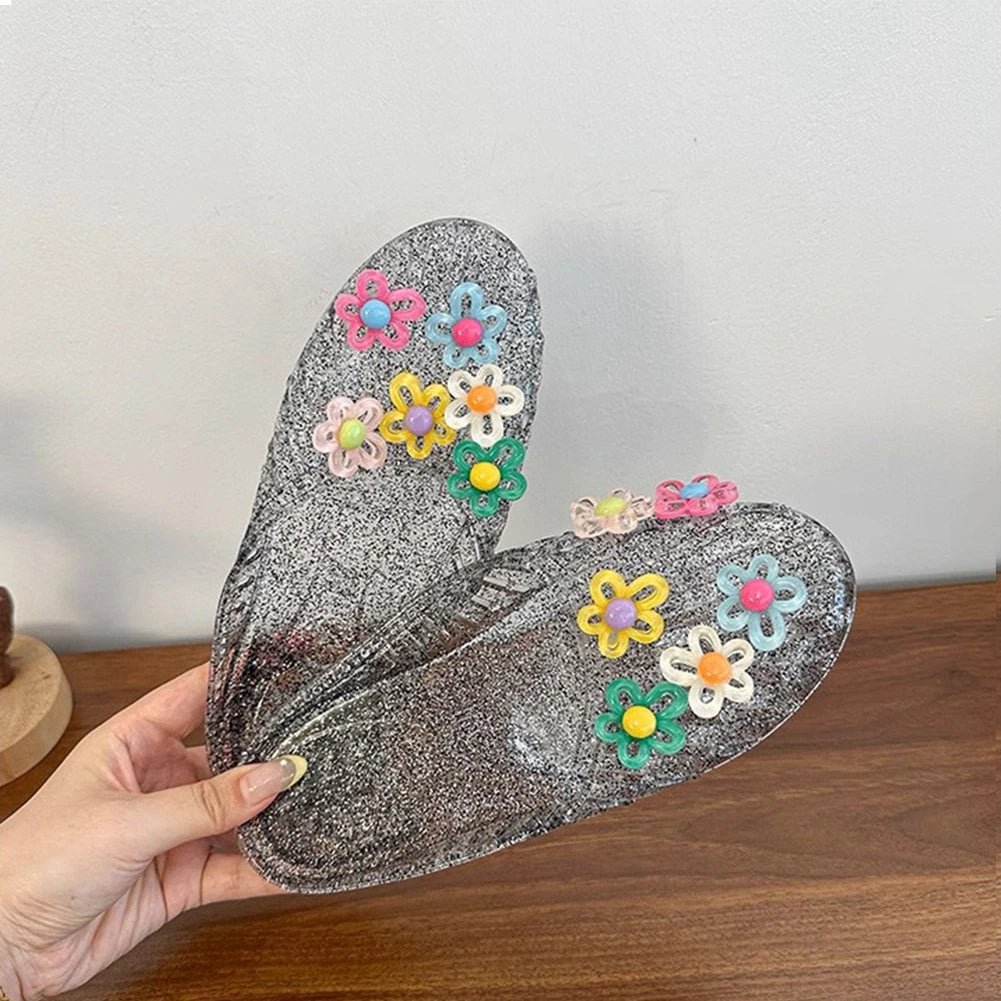 Transparent Flat Bottomed Hooded Slippers,Anti Slip Hollow Hole Shoes,Crystal Half Slippers,For Beach Fun/Daily Casual Walking Peaceful Pleasures Health and Wellness