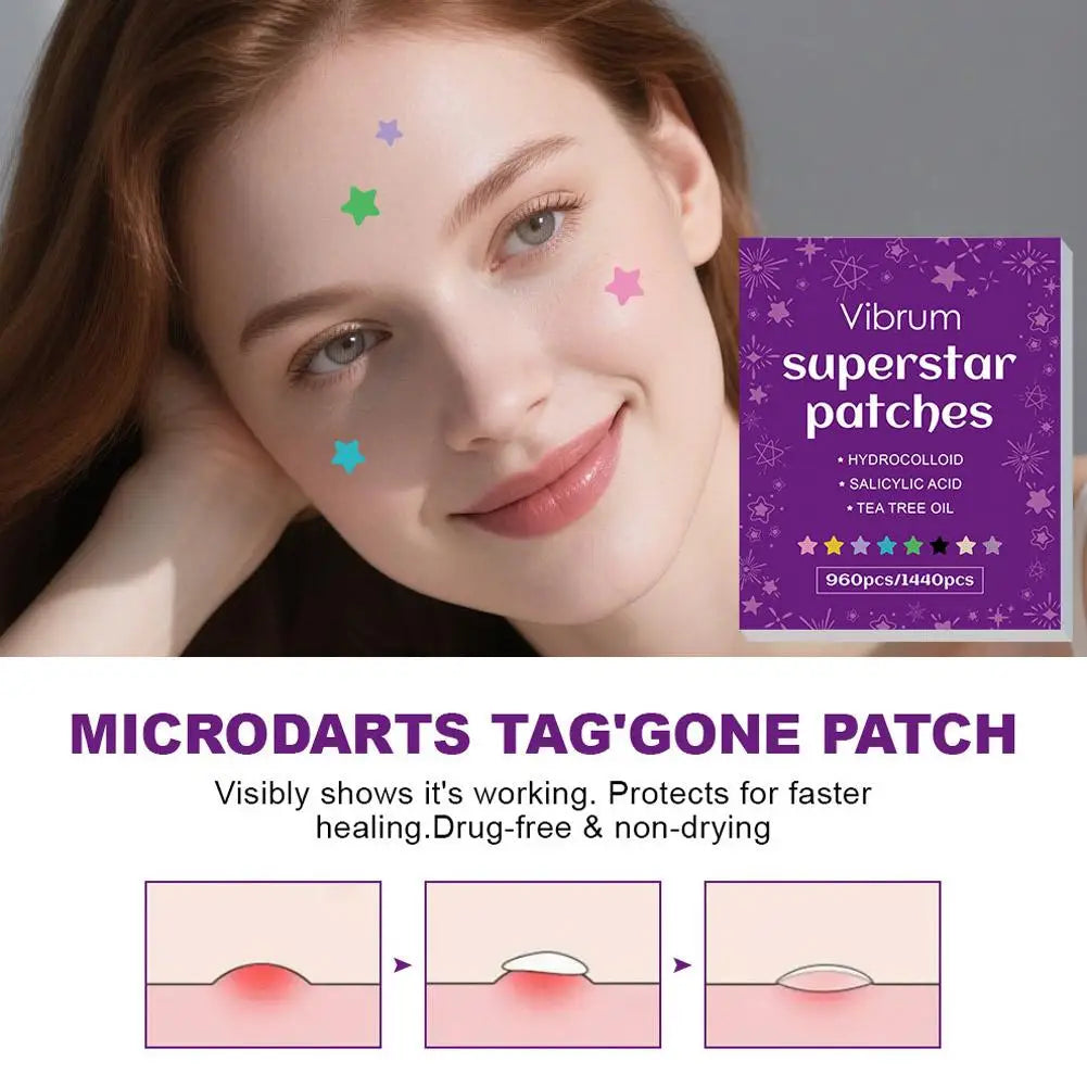 Colorful Star Hydrocolloid Pimple Patches | 960–1440 Pcs