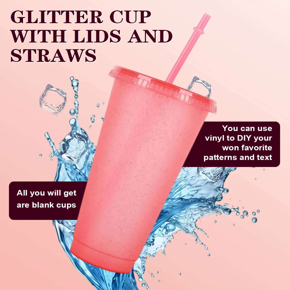 2/4Pcs Reusable Plastic Cup, 710ml Drinkware Tumblers, Coloured Acrylic Cups Tumblers with Lids and Straws, Plastic Bulk Cup Peaceful Pleasures Health and Wellness