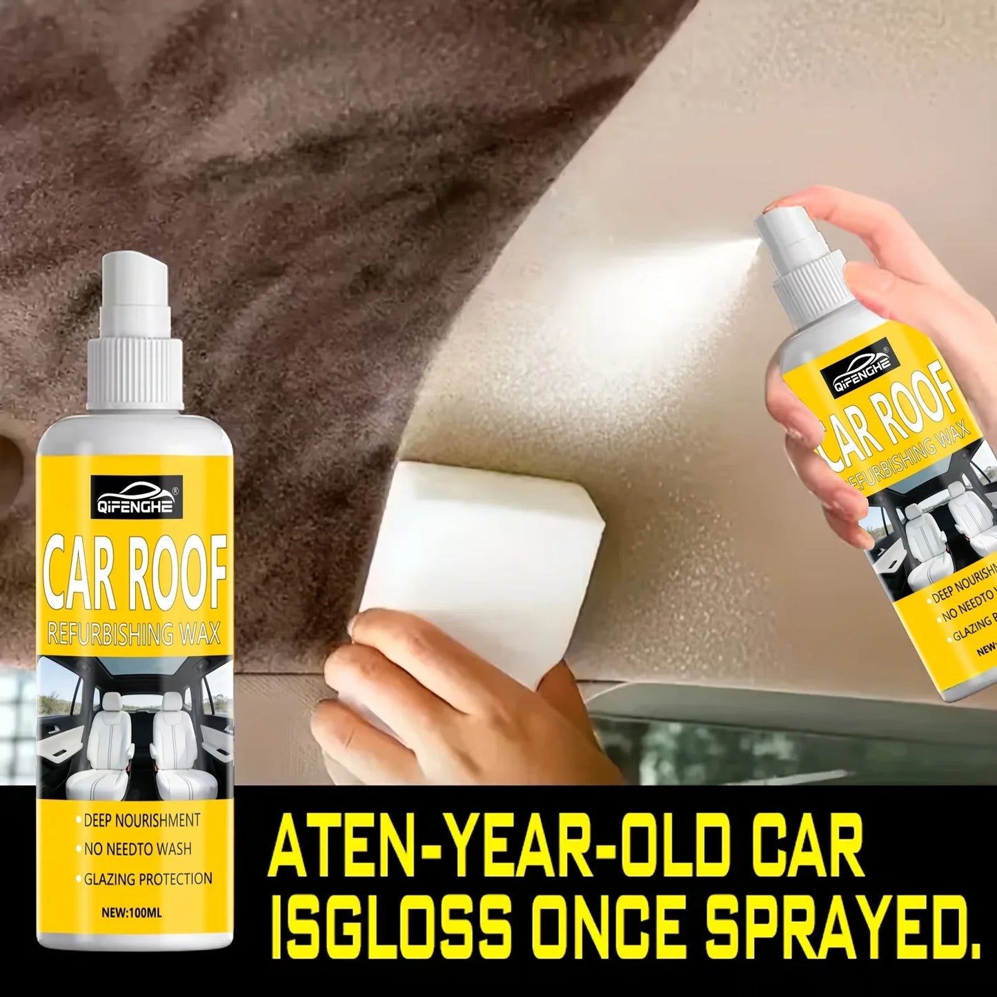 QIFENGHE Car Interior Cleaner Spray – Seat & Ceiling 3.38oz