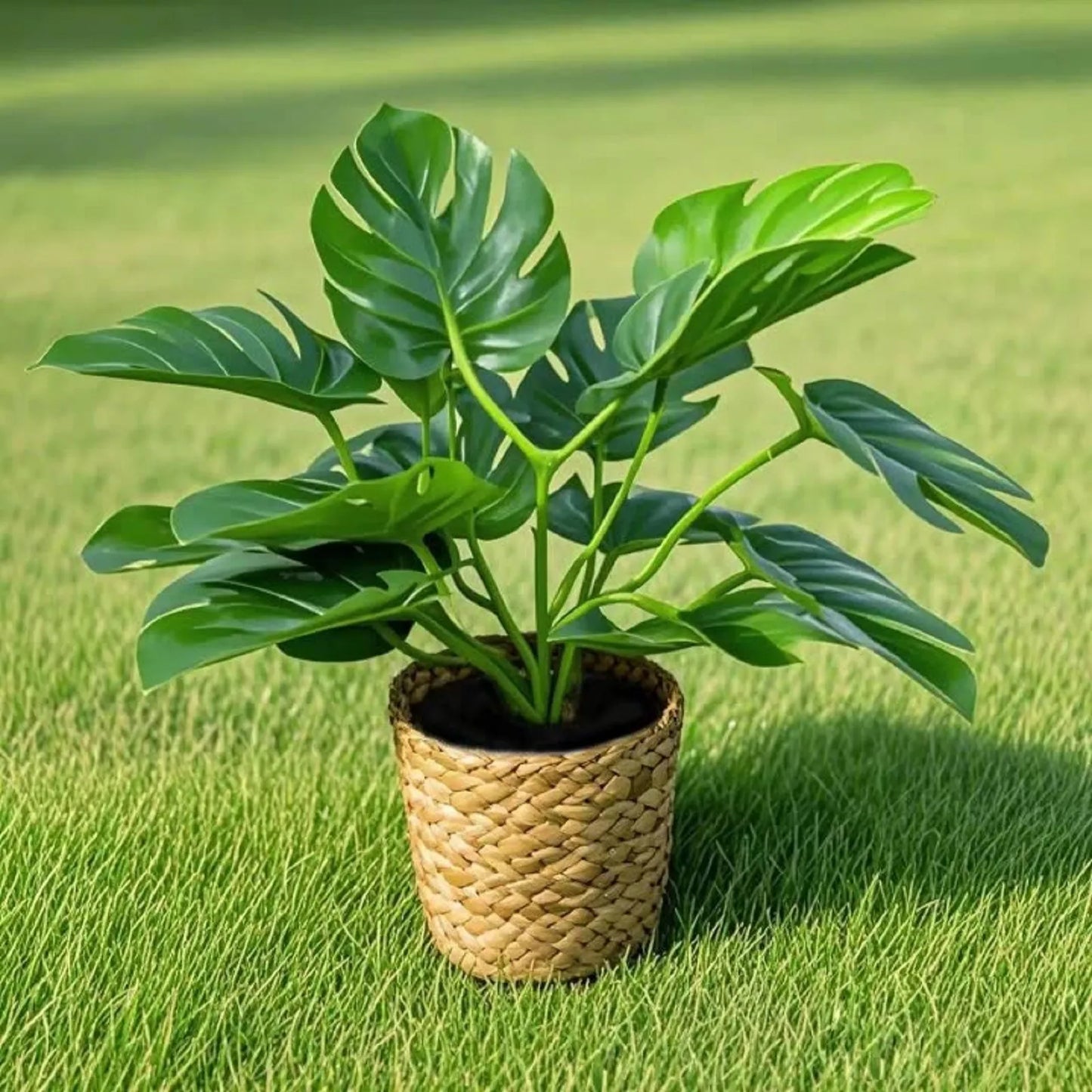 Artificial Monstera Leaf Faux Potted Plant | Realistic Decor Artificial Potted Plant Peaceful Pleasures Health and Wellness