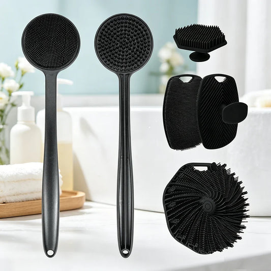 5-Piece Silicone Exfoliating Body Brush & Scalp Scrubber Set Body Brush Set Oasis Select