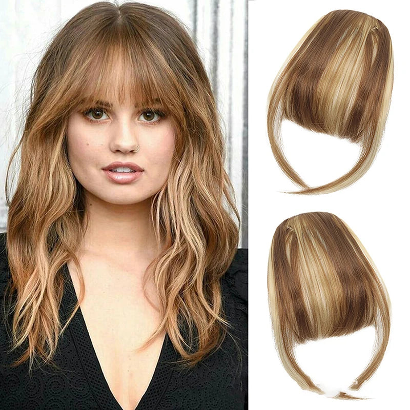 Synthetic Fake Air Bangs Natural Hair Extension Front Fringes Hairpiece Black Brown Clip In Bangs Double Sideburns Hair Styling Peaceful Pleasures Health and Wellness 9
