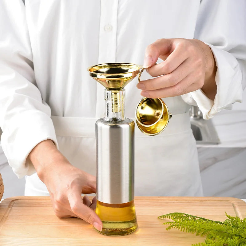 Golden wide-mouth funnel Food Grade Stainless Steel Kitchen Small Mini Metal Gold Food Funnel for Filling Bottles Kitchen Use Peaceful Pleasures Health and Wellness