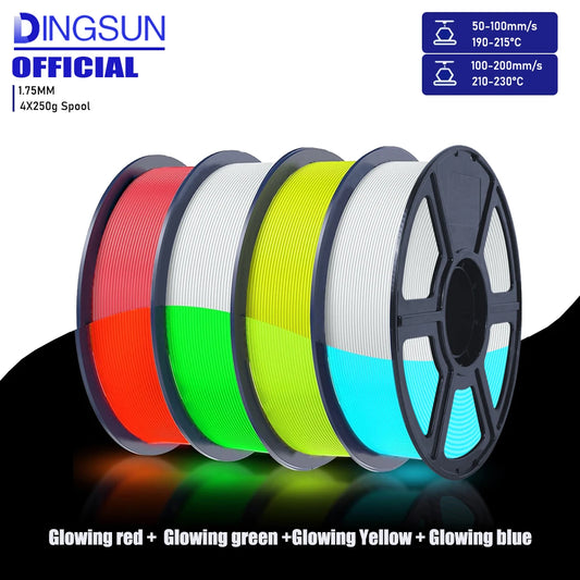 Glow in the Dark PLA Filament 1.75mm | ±0.02mm Accuracy 3D Printer Filament Peaceful Pleasures Health and Wellness 4 Color set