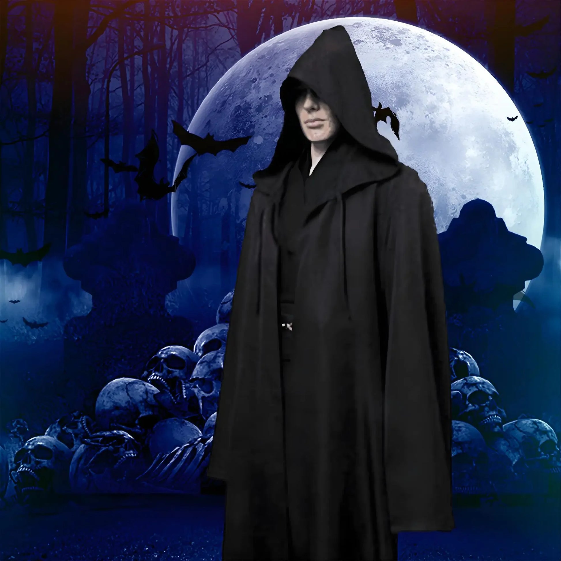 Black Cape Cloak Warrior Costume for Adults Vampire Cape with Hood Adult Halloween Cosplay Vampire Christmas Costume Robe Cape Peaceful Pleasures Health and Wellness