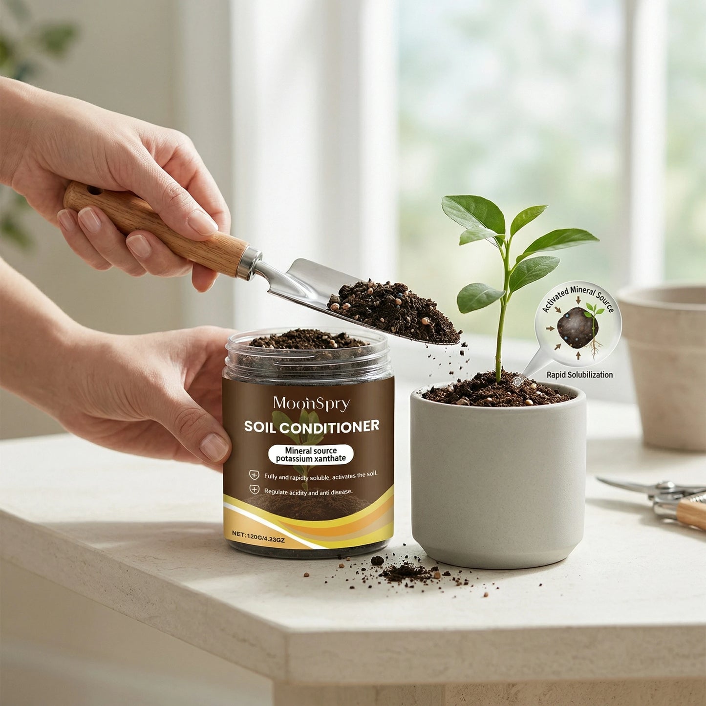 MOONSPRY 120g Mineral Soil Conditioner | Fertility & Plant Growth