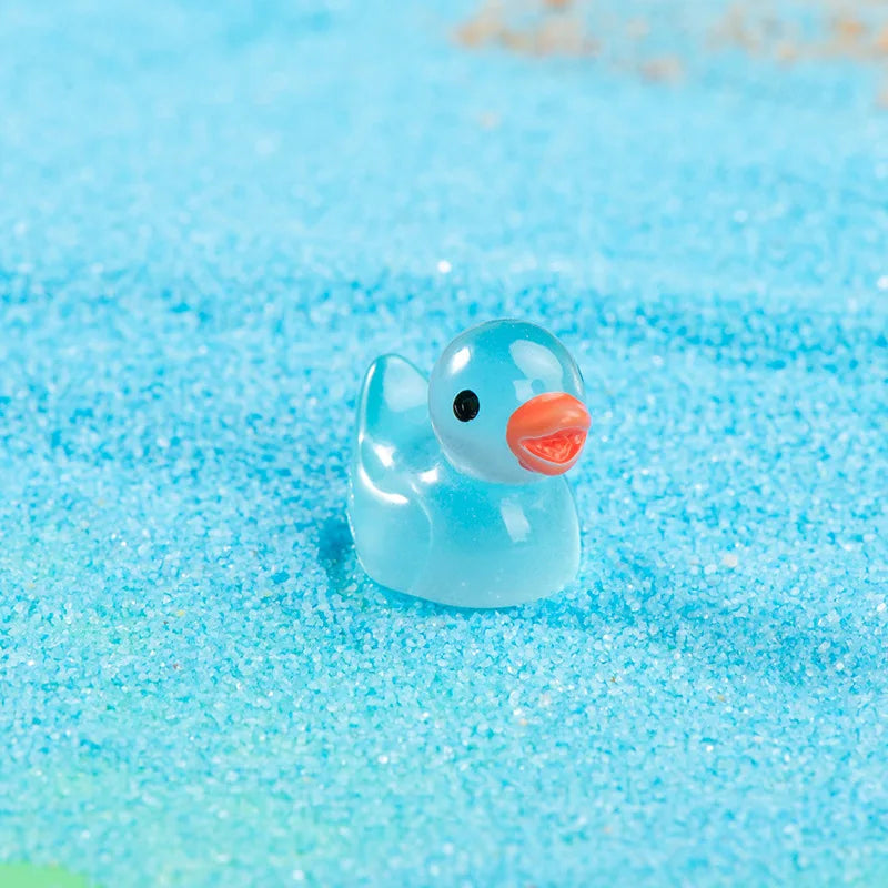 1pcs Resin Mini Ducks Ornament Miniature Figures Tiny Duck Handicraft Micro Landscape Dollhouse Decoration Accesories decoração Peaceful Pleasures Health and Wellness Luminous blue