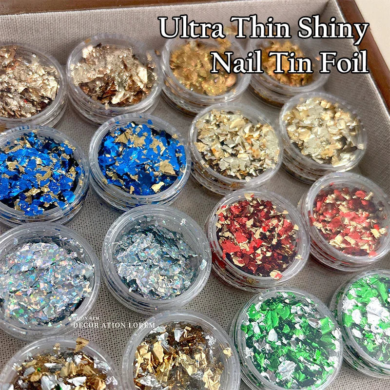 1Box Gold Foil Fragment Nail Glitter For DIY Nails Sticker Art Nail Decorations Multi Color Gold Leaf Flakes Peaceful Pleasures Health and Wellness